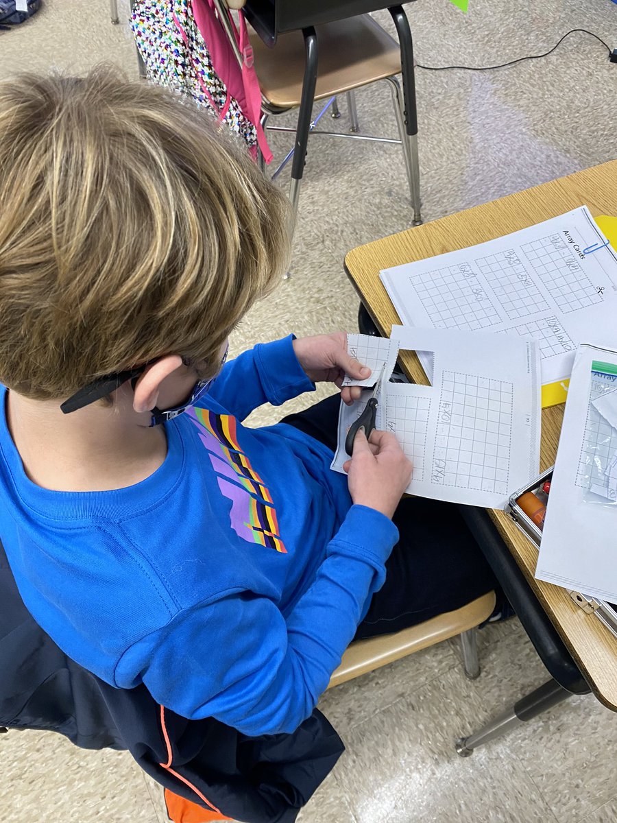 Working hard on array cards on this rainy day! #fvfocused #mtpspride #math #investigations