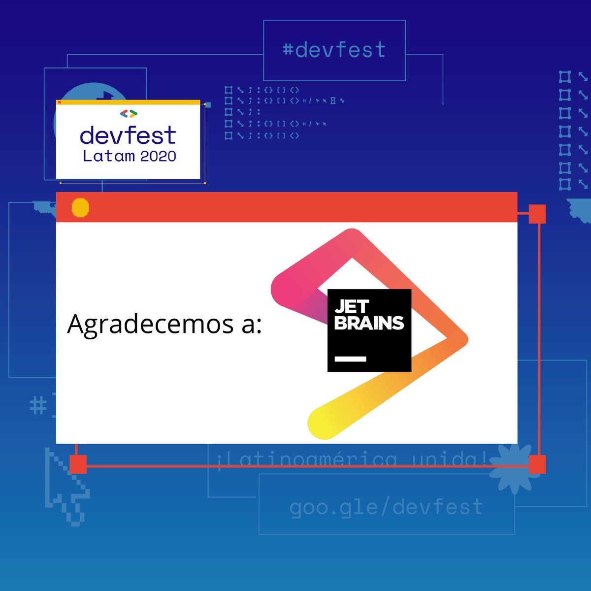 gdgtarija's tweet image. Agradecemos a @JetBrains por apoyar el #DevFestLATAM