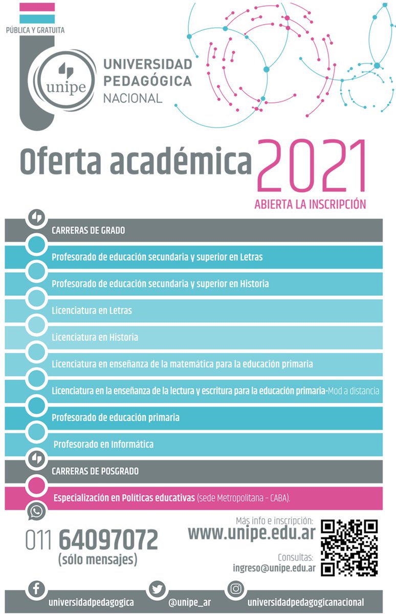 unipe_ar's tweet photo. #UnipeEnRed 🌐👥💬
#Ingreso2021‼️
Abiertas las inscripciones para el 2021 en la #UNIPE✍️
Conoce toda la oferta de #GRADO y #POSGRADO de la Universidad 👇
https://t.co/9iwJUzJFIv
📩 ingreso@unipe.edu.ar
📱 011 64097072 (Sólo mensajes)
¡Nos vemos en la UNIPE! 🙌 https://t.co/hWIFgoG7Pv