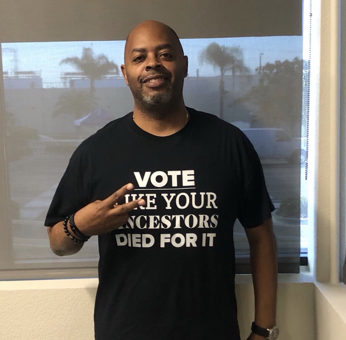 Oh heeey Husband! I see you rocking your, “Vote Like Your Ancestors Died For It,” T-shirt! Looking good! Who else wants one? Only a limited amount left as we draw closer to Election Day! Link is in my Bio! Or click here elle-bj-and-company.square.site Do it quickly! #vote