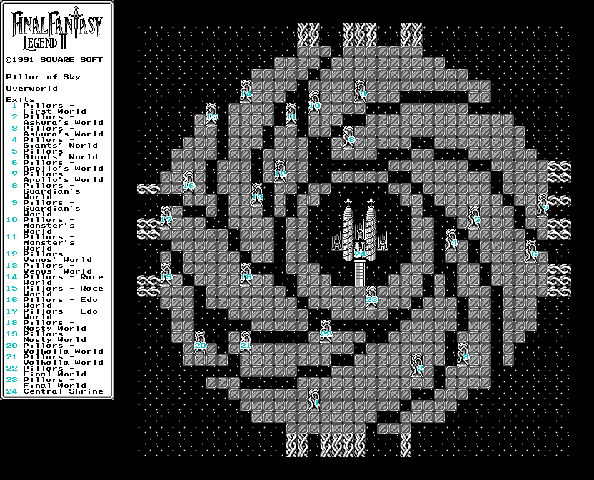 -map.Each "arm" of the spiral has two root/plant-like "pillars", and they connect to a world. You start in world 1, enter the pillar, exit at pillar 1 on the map, walk to pillar 2, do world 2's quest, enter pillar 3 once its open, etc.