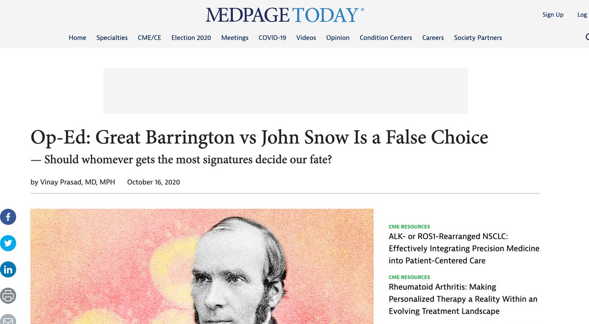 Just OUT!The Great Barrington Declaration and the John Snow Memorandum: Is the fate of the globe to be decided by signatures? https://www.medpagetoday.com/blogs/vinay-prasad/89177