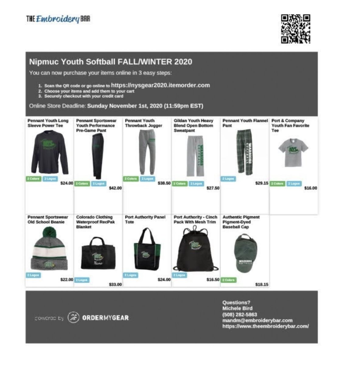 Get your holiday shopping started early with NYS spirit wear! 🥎

Order between 10/18-11/1 to receive your order in time for Christmas and Hanukkah, while supporting your favorite softball league. Links to order will be live on Facebook and the NYS website on 10/18!