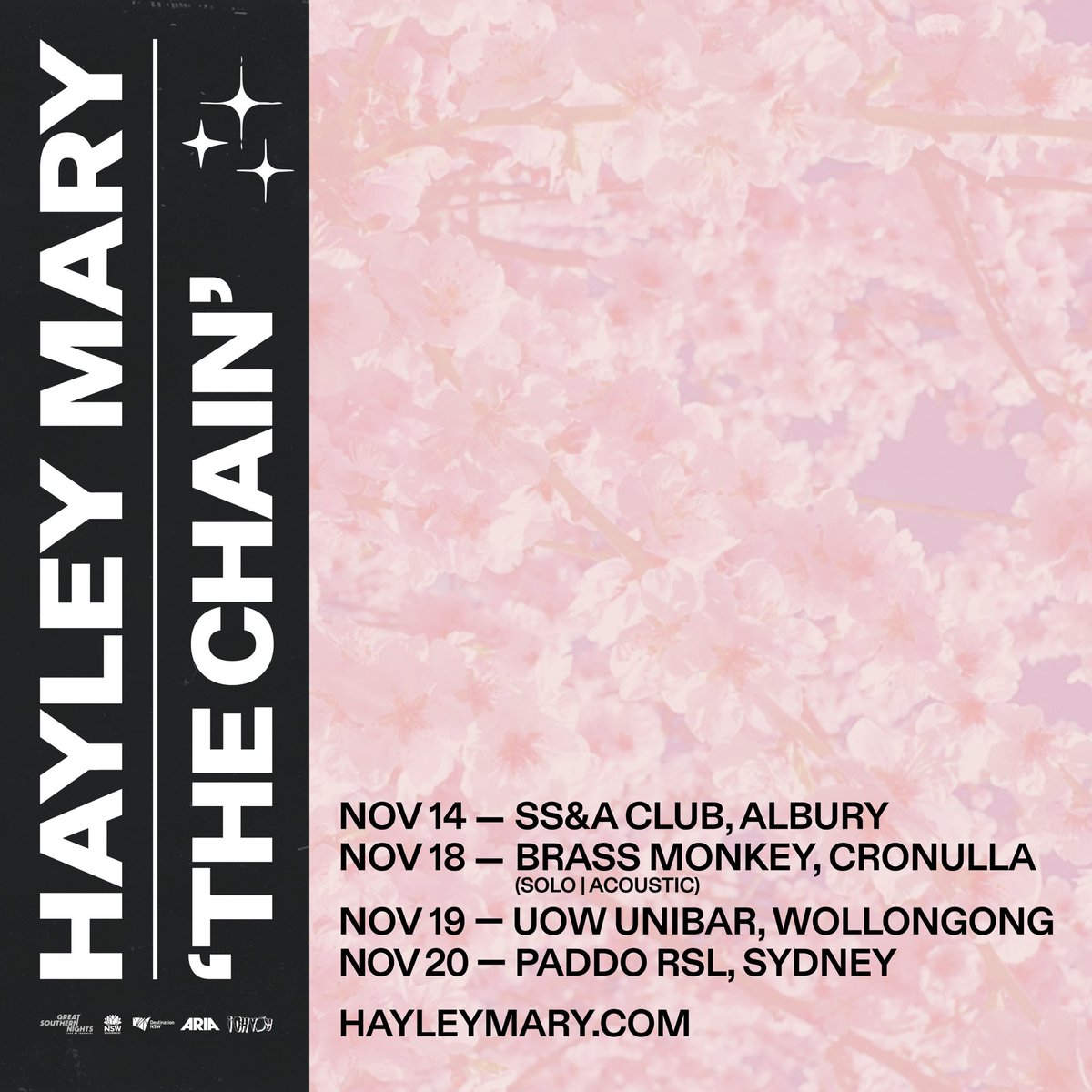 hayleymarymusic's tweet image. Very excited to say I’ll be launching my new single ‘The Chain’ live at some venues in NSW this November. Tix here: linktr.ee/hayleymary