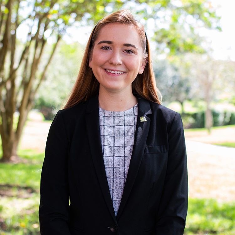 Meet Meg! She is the Governmental Affairs Coordinator for SG, where she engages with and advocates for our Knights ⚔️ Her favorite UCF memory was interning for the lobbying firm GrayRobinson during the 2020 Florida Legislative Session through UCF Legislative Scholars📚