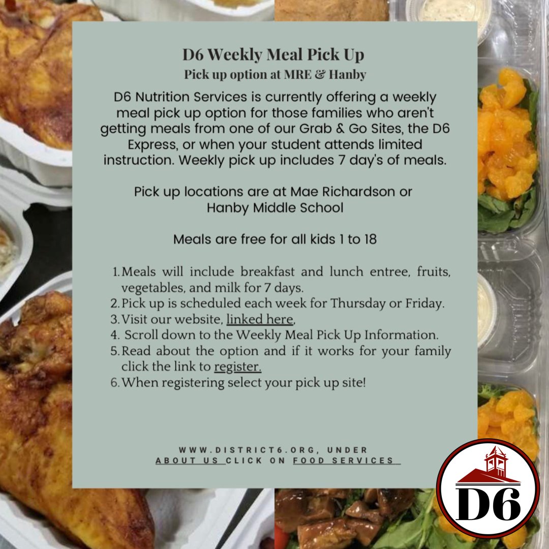 CPSD6MRE's tweet image. Did you know D6 offers weekly meal pick up? More information and links to sign up can be found here:  s.ripl.com/hj8v7j