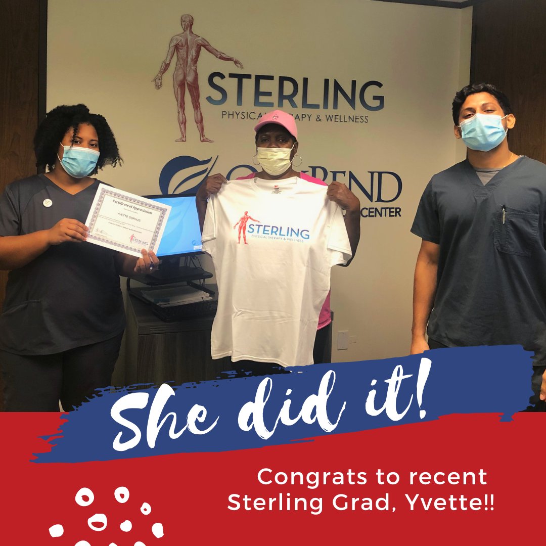 SterlingTherapy's tweet image. Congrats #sterlinggrad, Yvette! She came to #sterlingtherapy for lower back pain. Not only is she feeling better but also was able to lose 15 pounds in the process, way to go!