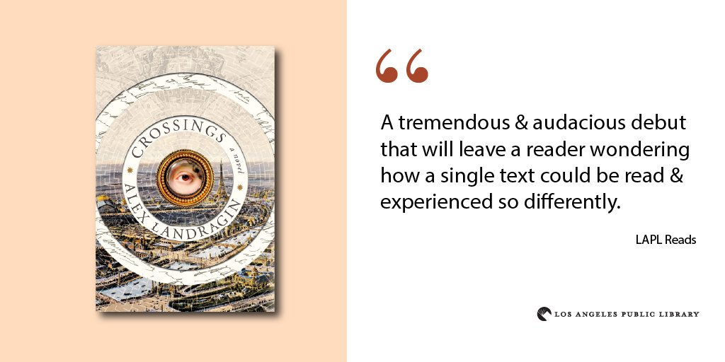 Crossings book cover and text that reads "A tremendous & audacious debut that will leave a reader wondering how a single text could be read & experienced so differently"
