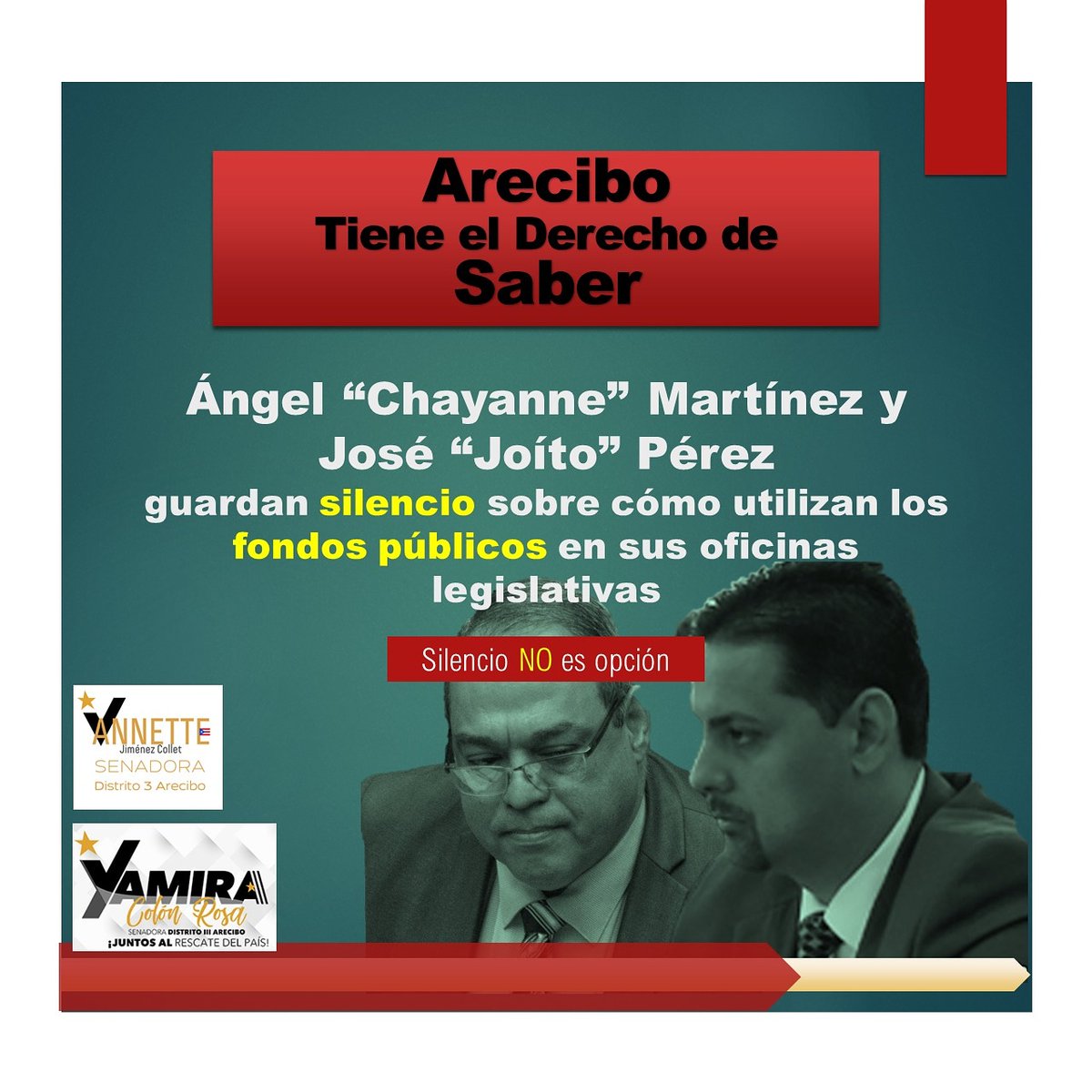 Yamira Colón Rosa (@yamiracolonrosa) on Twitter photo Nuestra colega y candidata, Lcda. <a href="/evapradospr/">Eva Prados</a> tuvo que recurrir a demandar a los cuerpos legislativos de Cámara y Senado para que se hiciera público los salarios de su personal.
Le exijimos a los Senadores del Distrito Arecibo a que revelen los datos de su oficina.
#Yamira2020 Nuestra colega y candidata, Lcda. <a href="/evapradospr/">Eva Prados</a> tuvo que recurrir a demandar a los cuerpos legislativos de Cámara y Senado para que se hiciera público los salarios de su personal.
Le exijimos a los Senadores del Distrito Arecibo a que revelen los datos de su oficina.
#Yamira2020