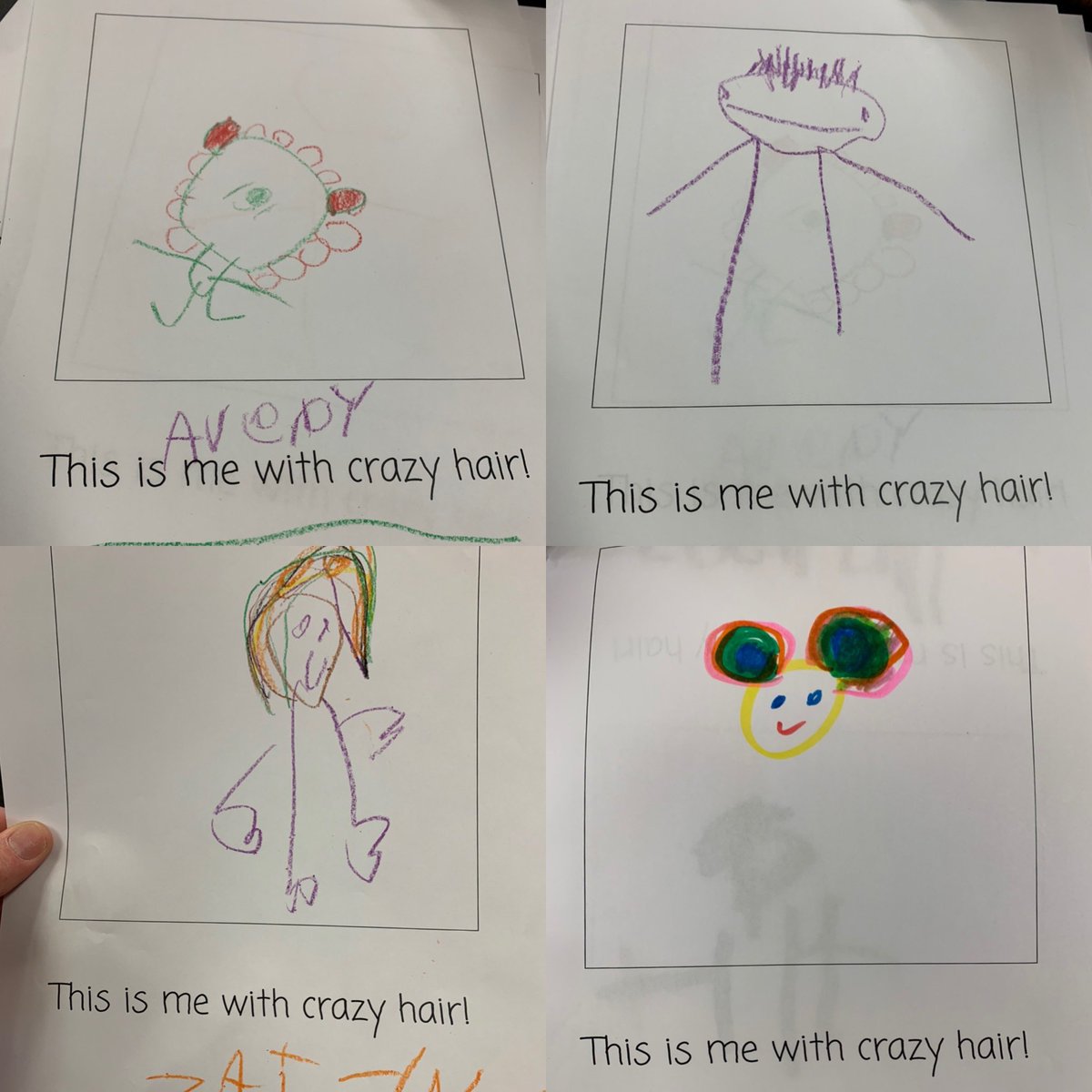 Some great drawings of crazy hair in KB today! Great to see lots of spirit at <a href="/SIBKnights/">Sir Isaac Brock PS</a>! <a href="/ProudKatrina/">Katrina Proud</a> <a href="/ugdsb/">Upper Grand DSB</a> <a href="/UGKindie/">UGKindie</a>
