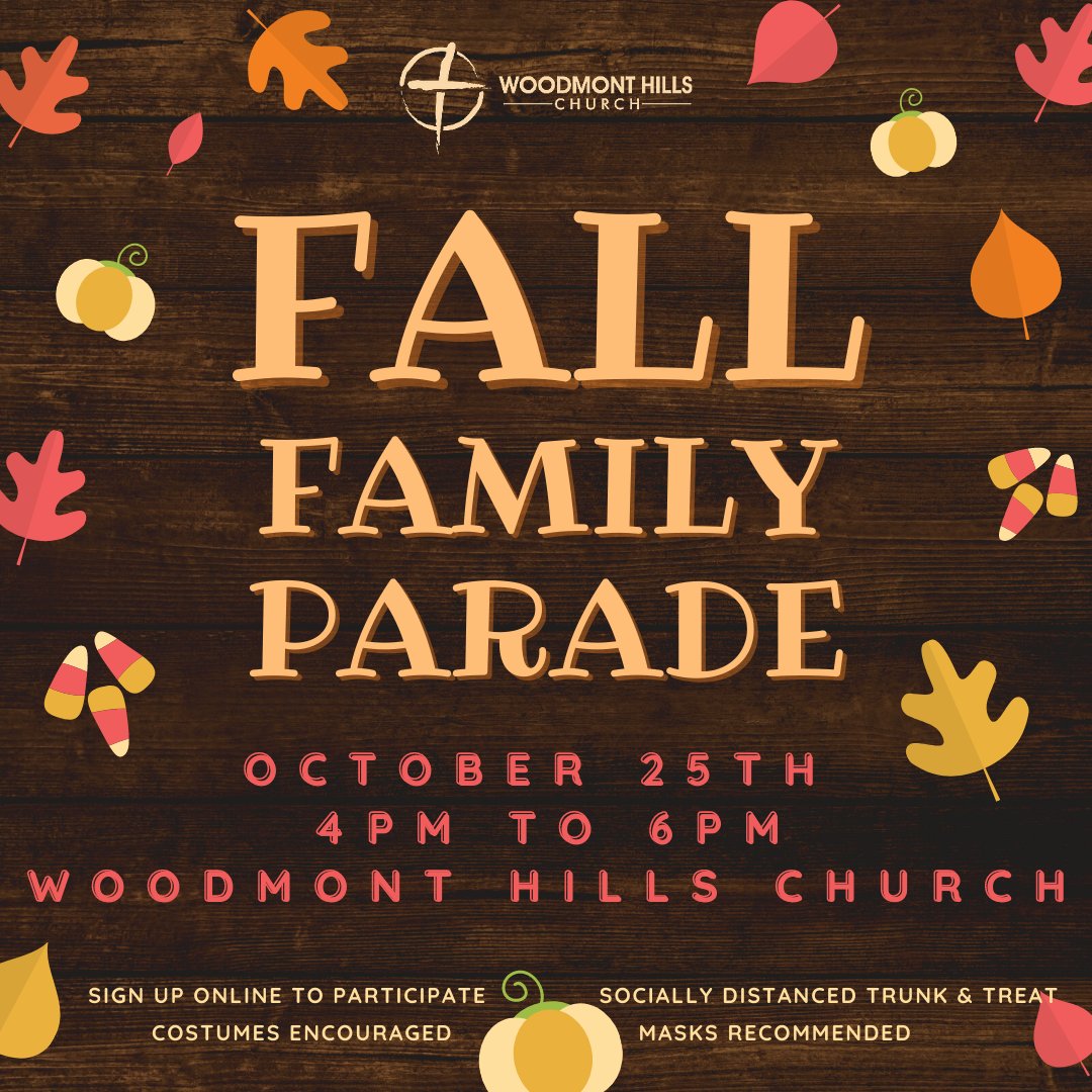 FALL FAMILY PARADE is October 25! Have you signed up to host a trunk? We are hoping to have 50+ trunks this year! You can find the sign up on our website or by contacting the church office.