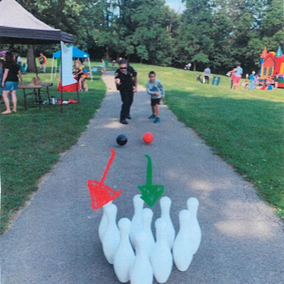 Shoutout to Fayette County Public Schools Police Department's Chief Martin Schafer, seen here bowling with kids at a neighborhood event at school (pre-COVID). We see you, Chief Martin Schafer!