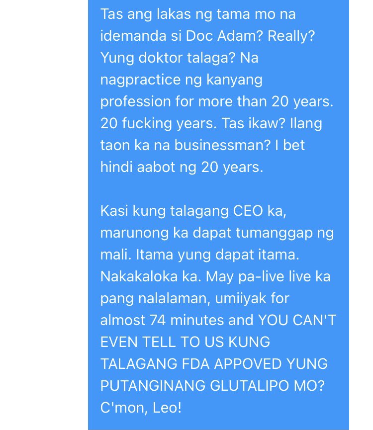 letusfrai's tweet photo. Just saw this somewhere on Facebook. Gigil na gigil si kuya. Read it on your own risk. #ProtectDocAdam #Glutalipo https://t.co/k2hPCINmAK