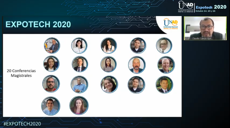 soniaxmo's tweet photo. Decano de la Escuela de Ciencias Básicas Tecnología e Ingeniería de la @UniversidadUNAD, Ing. @ClaudioCamiloG1 cierra en éste momento el #ExpoTECH2020: 20 Conferencias Magistrales, 4 Salas Temáticas, 36 Ponencias de Investigadores, 6 Workshops, 1 Coloquio Doctoral, 825 asistentes https://t.co/X7HwtWzH86
