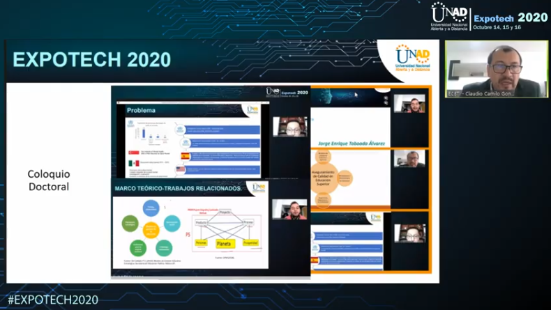 soniaxmo's tweet photo. Decano de la Escuela de Ciencias Básicas Tecnología e Ingeniería de la @UniversidadUNAD, Ing. @ClaudioCamiloG1 cierra en éste momento el #ExpoTECH2020: 20 Conferencias Magistrales, 4 Salas Temáticas, 36 Ponencias de Investigadores, 6 Workshops, 1 Coloquio Doctoral, 825 asistentes https://t.co/X7HwtWzH86
