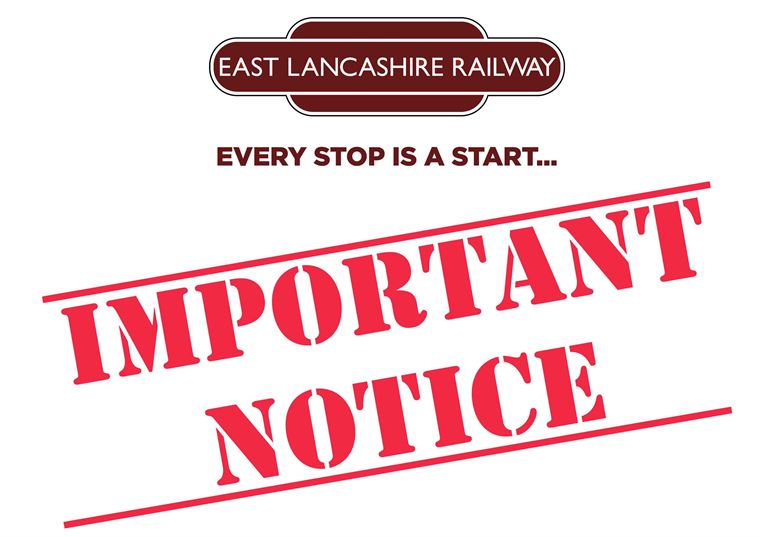 This weekend (17/18-Oct) runs with changes: Irwell Vale station will be closed and passengers will not be permitted to board/alight at Rawtenstall.

The Murder Mystery (Saturday eve) and Lancs Lunch (Sunday) will operate as planned. Bufferstops Pub at Rawtenstall will be closed.