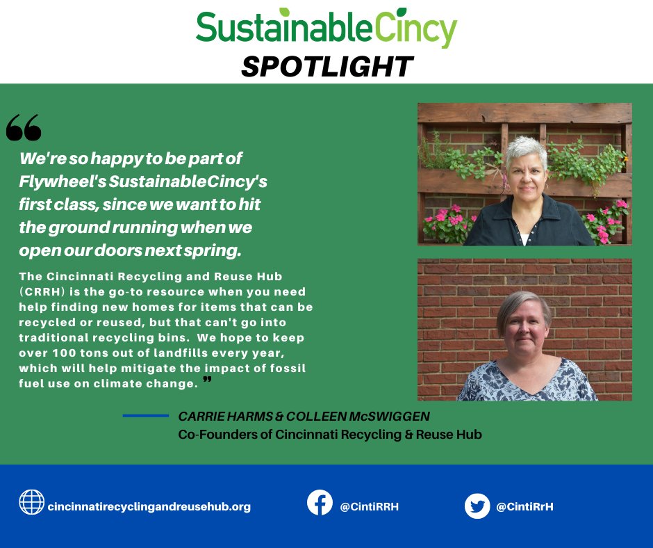 In our first official #SustainableCincySpotlight, we’re introducing <a href="/CintiRrH/">cincyrecyclingreusehub</a>! CRRH is your go-to resource when re-homing old recyclable/reusable items that can't go into traditional #recycling bins. Welcome to our inaugural class of SustainableCincy, CRRH!