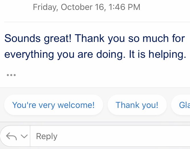 Parents: you don’t even know how much a simple message like this can make the counselor’s/teacher’s day. The late nights/weekends of constant working after work is over is grueling &amp; wrong &amp; not something to glorify. It is what it is right now. But this has me tearing up❤️