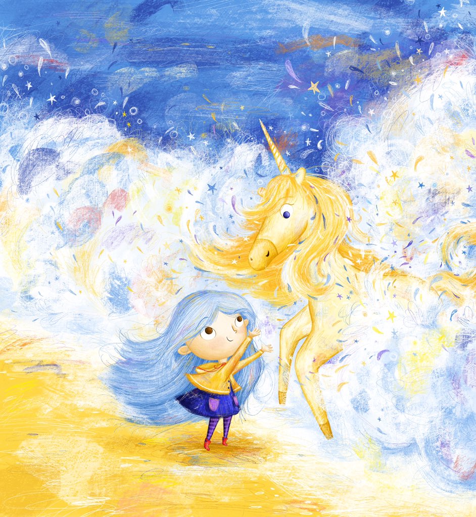 kimillustration's tweet image. If you go down to the sea during a storm you will find someone waiting for you in the waves 🌊 ✨ 🦄  

She is wearing some #CandyAppleRed shoes for tonight’s #colour_collective Happy Friday! 

#childrensillustration #procreate