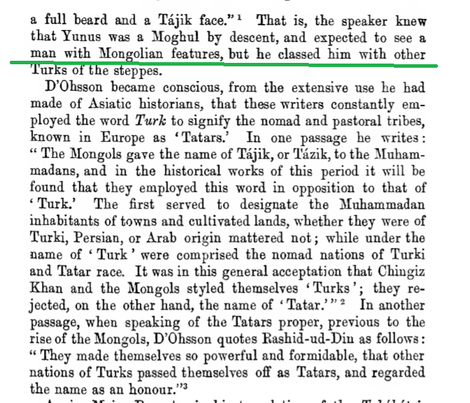 Even as late as 16th century, when there was a lot of "admixture" between "Turks", "Tajiks" and "Mughals", there were still some differences in Phenotype.For the Author of Tarikh I Rashidi, A "Mughal" typically had Mongoloid features like short nose and no facial hair