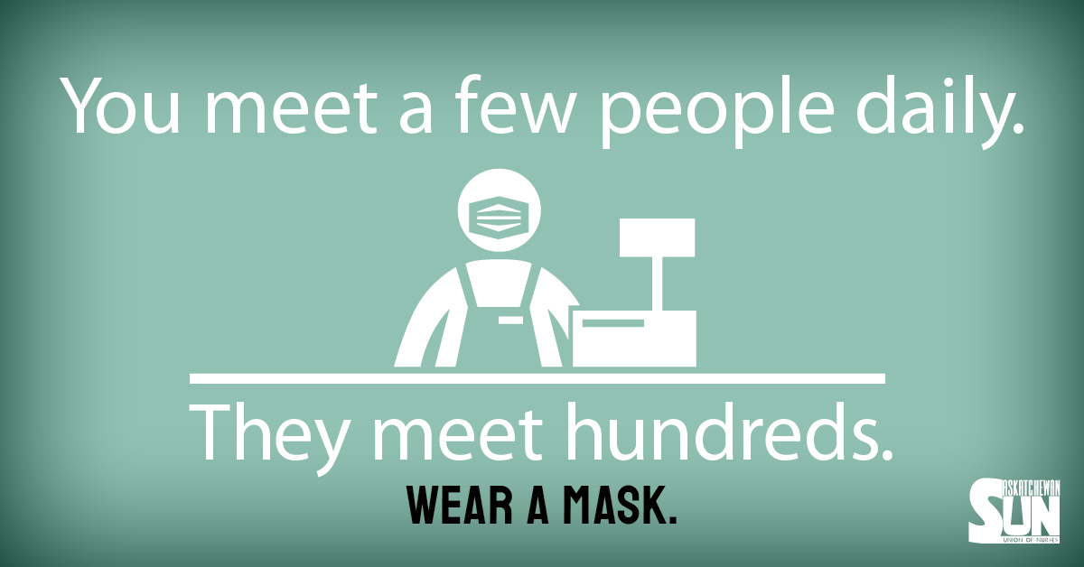 SUNnurses's tweet photo. Our Position Statement on Masking. Keeping community spread of COVID-19 low protects our most vulnerable. Wearing masks, social distancing, staying home when sick, &amp; limiting the size of social gatherings are acts of community - It's a "WE" thing, #Sask

https://t.co/kloHEqdaSL https://t.co/NXpHy02YRJ