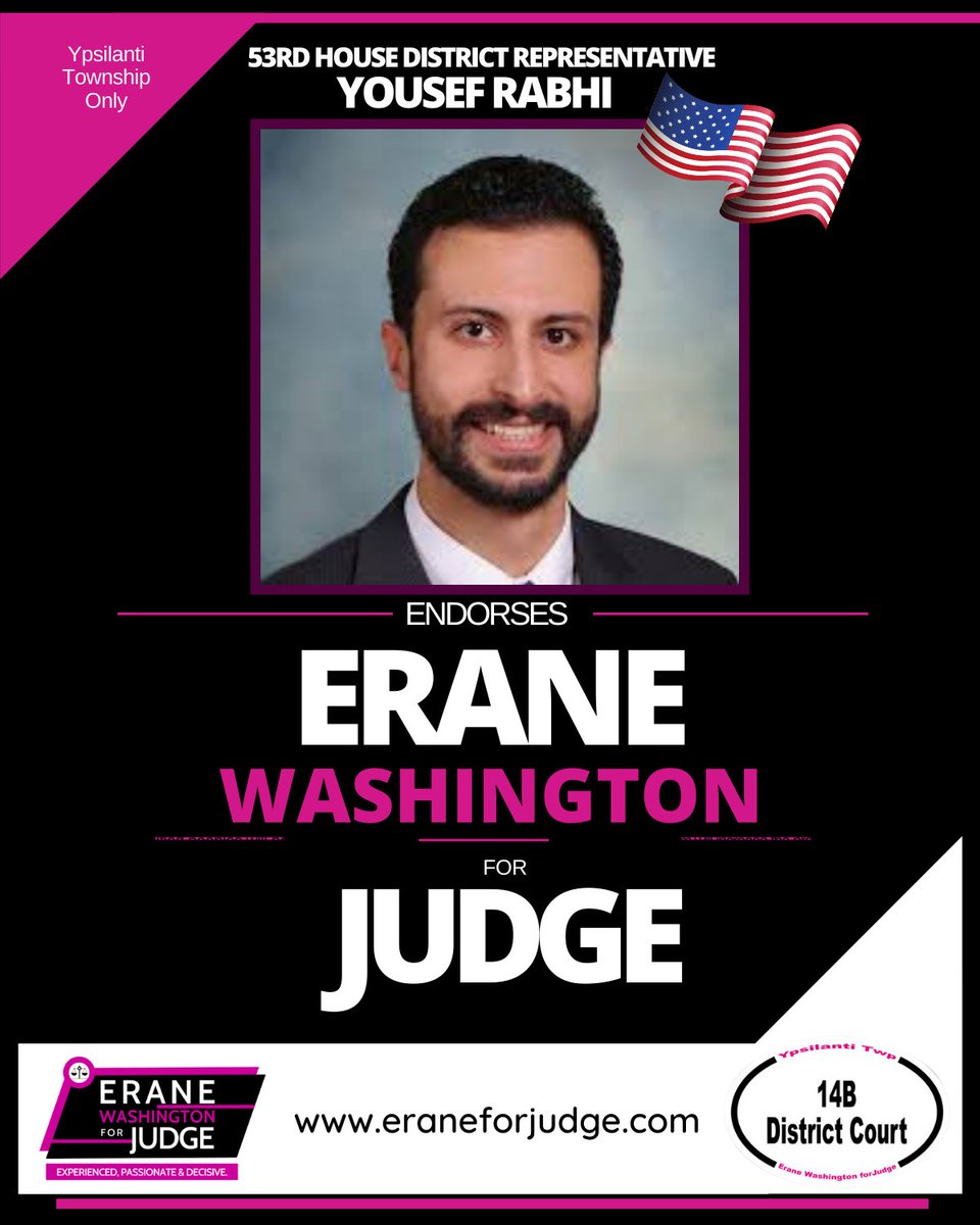erane4Judge's tweet photo. We are beyond thrilled to have received the endorsement of State Representative Yousef Rabhi! Everyone know that Representative Rabhi cares for his community and more broadly the State of Michigan greatly.  It is such an honor to have earned his endorsement!!!

#TeamErane https://t.co/VHiv25M4d8