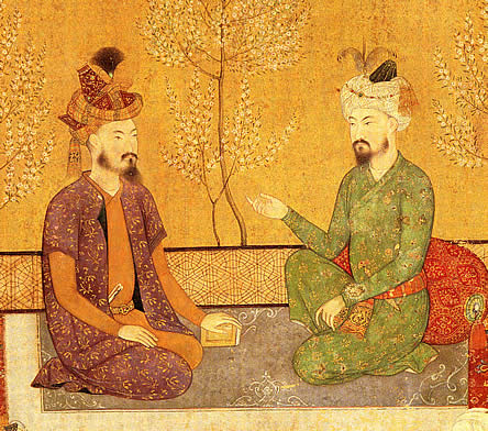 We certainly come across such "Mongoloid features" of early Mughals of Babur's line in their paintings.Here is a painting of Babur with his son Humayun