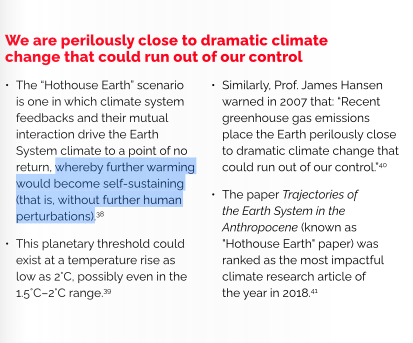 We are close to the point of no return. A range of 1.5°C (as early as 2025) to 2°C (as early as 2038) could trigger a positive feedback loop of continued self-sustaining warming. /6