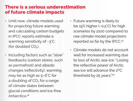 This is one of the scariest things I've ever read. People say climate activists are alarmist, when actually they are understating the danger! The IPCC is too conservative. Warming for high range scenarios is 15% more likely than projections reported by the IPCC. /3