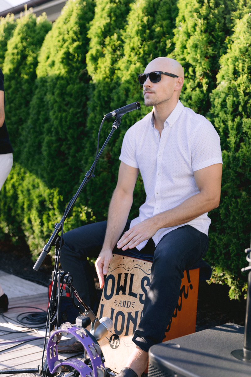 kevinbwalters's tweet photo. First gig in 6 months! 🤘🏻 @owlslions #drummer #percussionist #cajon #rayban #shuremicrophones https://t.co/c4zftgae0K