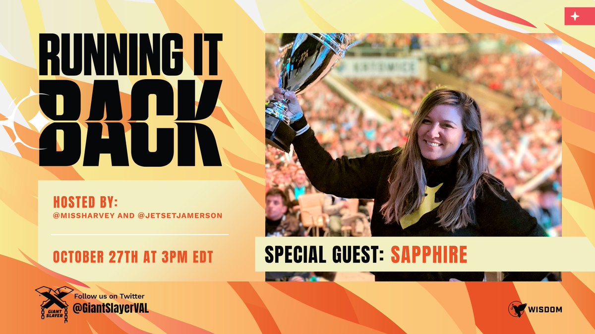 GiantSlayerVAL's tweet photo. With the changes in the most recent #VALORANT patch, we wanted to make sure that we got an observer angle on the next Running It Back podcast!

One of the best in the biz, @sapphiReGG, joins @missharvey and @JetSetJamerson next Wednesday at 3pm EDT!

📺 https://t.co/DDQXrkHCMe https://t.co/lri550JWQ7