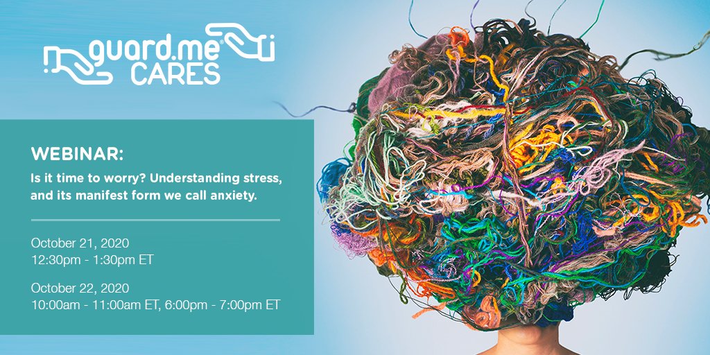 guardmecanada's tweet image. guard.meCARES about how you cope with anxiety. Join our webinar to learn the basic skills to successfully identify, monitor, and cope with various levels of tension and worry.
 
Register here: register.gotowebinar.com/rt/97279700912… #guardmeCARES #wellnessandlearning
