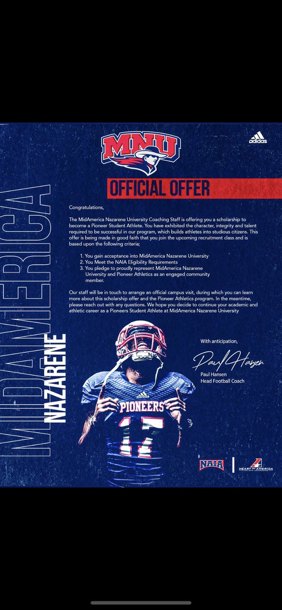 11_bmar's tweet photo. After a great phone call from @Coach_SambolMNU I am very excited to announce I have received and offer to play football at @MNUFootball_  #FeartheNear https://t.co/HkN0n03Gx0