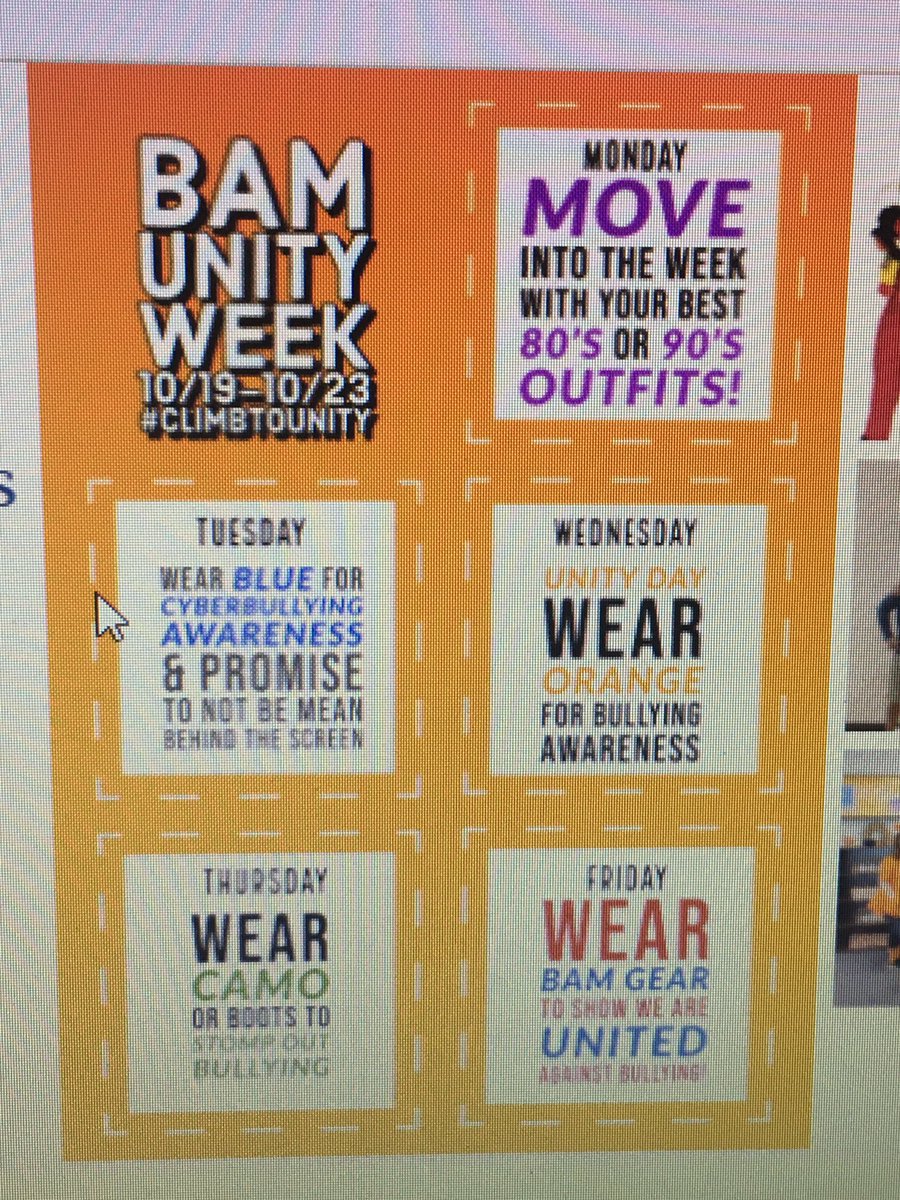 ClassicSassak's tweet image. @BAM_MS_Official   Don’t forget next week is Spirit/Unity Week!!  #climbtounity