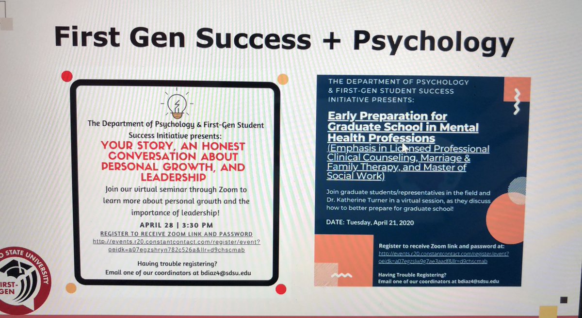 LMercadoLopez's tweet image. I’m loving all these intentional efforts to engage first gen students at @SDSU. Thank you for your creative and collaborative leadership, @DrMEnciso and Michelle Lopez! #CSUStudentSuccess2020 @CSU_SuccessNet