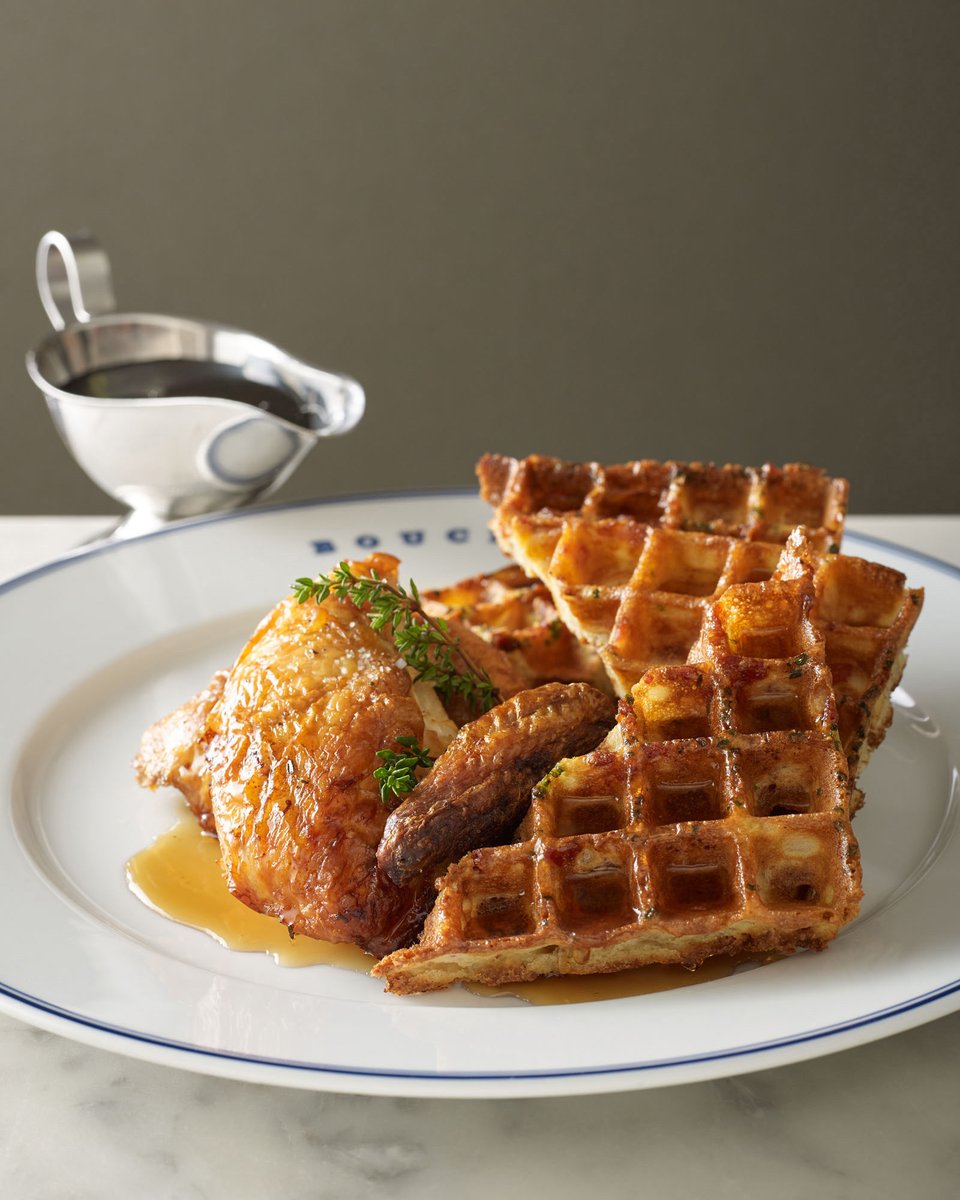 Getting ready for a weekend full of brunching! Join us at The Venetian in Las Vegas for Poulet et des Gaufres | roasted chicken with bacon-chive waffle, Crown maple syrup &amp; sauce Chasseur.