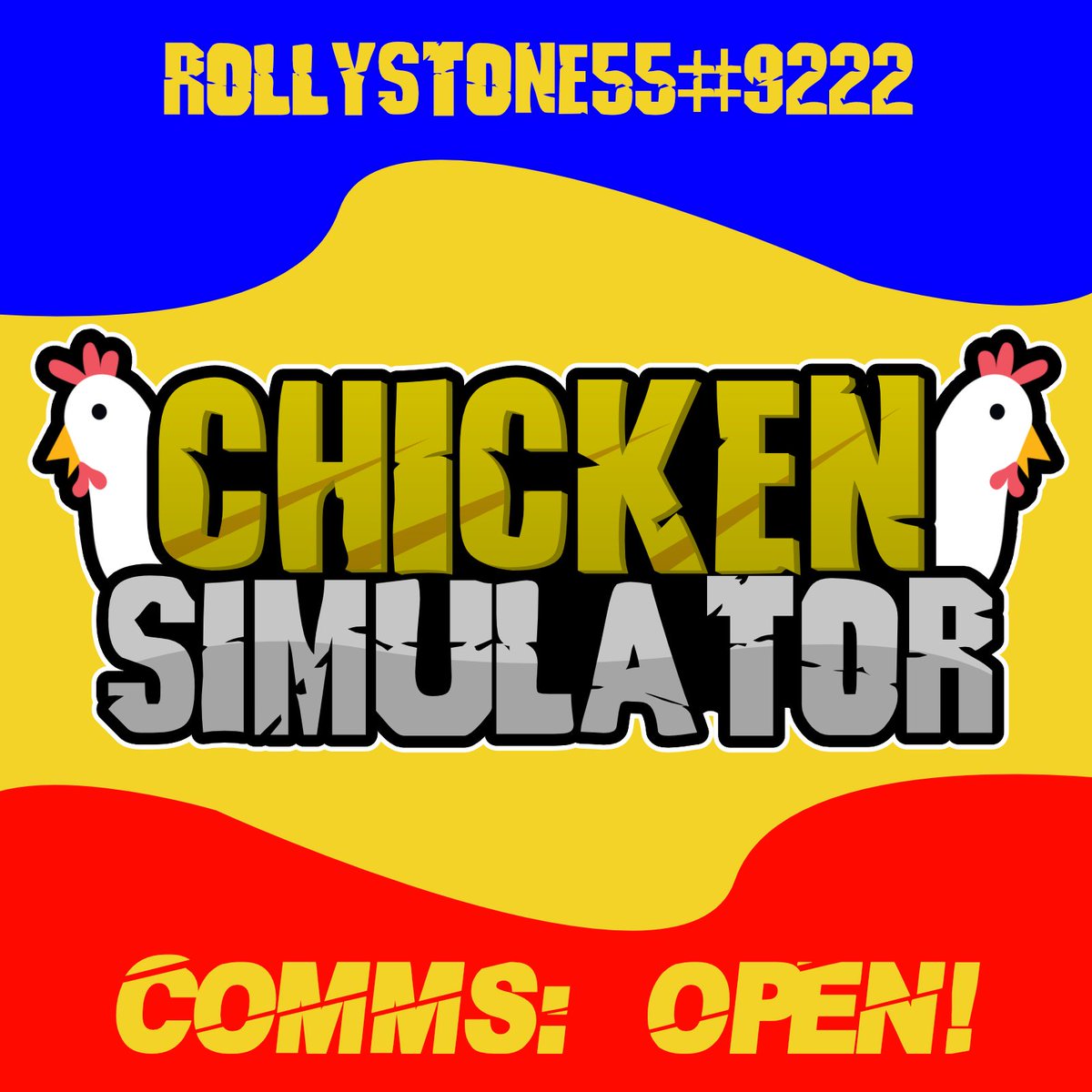 DevRolly's tweet image. Chicken Simulator logo! 

Personal artwork, inspired by someone, I forget who tho. Sorry 😬

Likes and RT's appreciated! 

(Another logo coming soon!!)
#Roblox #RobloxDev #Robloxart #Robloxlogos #RobloxLogo