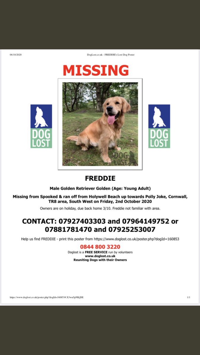 If it was your dog you would want everyone to share and raise awareness. Takes 2 seconds to retweet please please please !! #FindFreddie