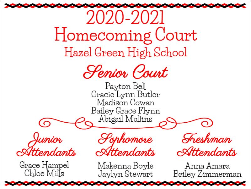 HazelGreenHigh's tweet photo. Congratulations again to our Hazel Green High School Homecoming Court!! Our 2020 Homecoming Queen will be crowned at halftime of tonight's game. #GoTrojans #TrojanNation https://t.co/l6baEHN47c