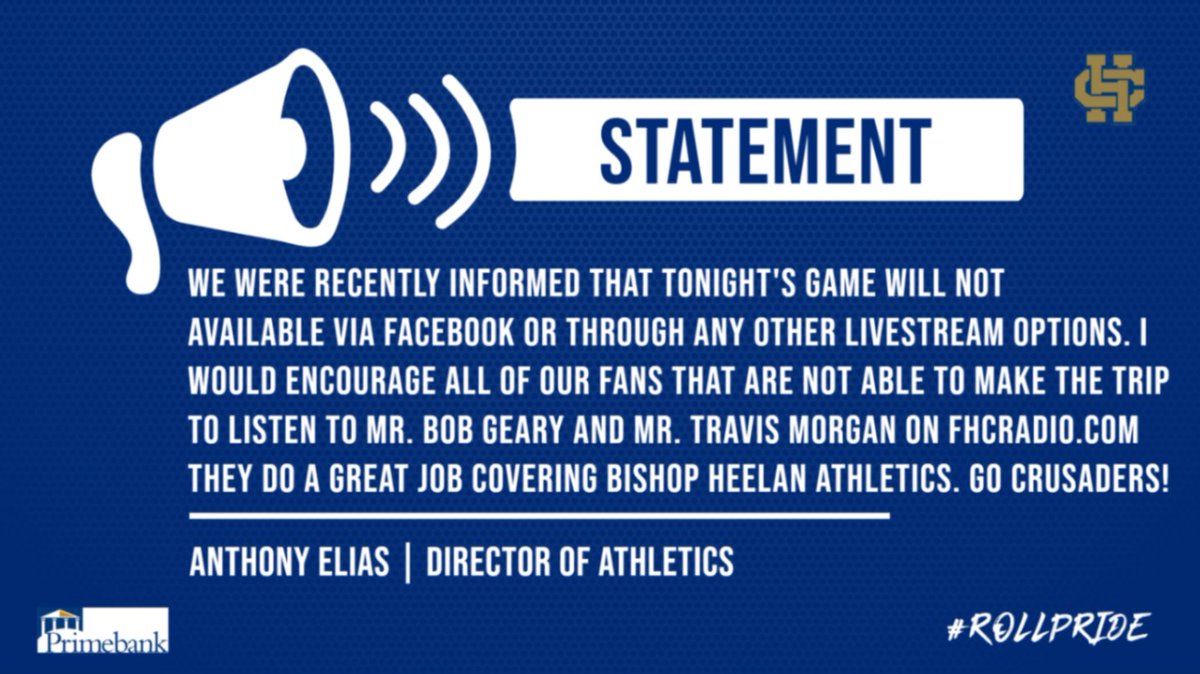 Listen to tonight's game on <a href="/881FMSports/">Catholic Radio Sports</a>  fhcradio.com #RollPride