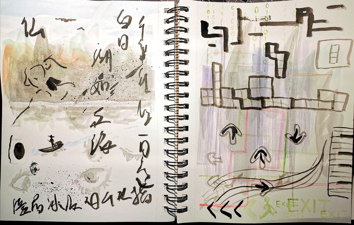 NNHSart's tweet photo. AP Artists working through their #motivationalMonday #Visualjournaling while listening to @juliemehretu talk about process, media helps our artists expand and connect towards their #sustainedinvestigation. #apstudioart #apartanddesign #wemakeartists #takeartmakeart #sketchbook https://t.co/valprhOkHn
