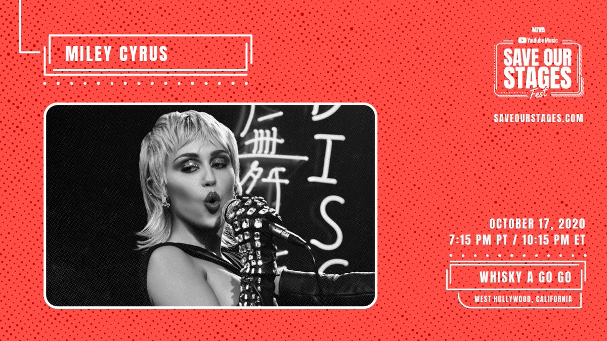 The midnight sky takes us to @TheWhiskyAGoGo for a performance from @MileyCyrus 🙌 Tune in for a very memorable set from #SOSFest and help #SaveOurStages → https://t.co/icxoIKeDfq https://t.co/QfEENWjV8n