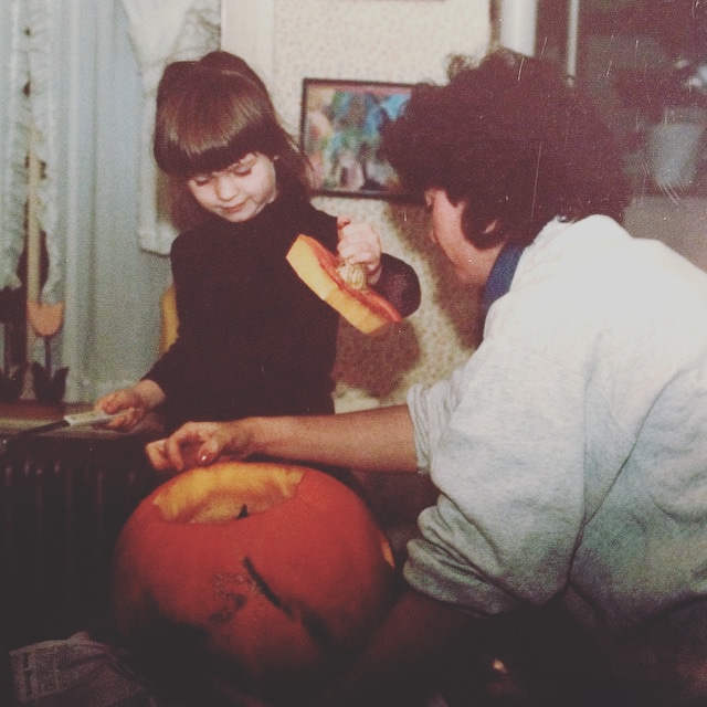 Next up in our lineup of readers for the October 24 Halloween creepfest:  @mcarphil, who sent us this wonderful pic of her executing some precocious jack-o-lantern skills: