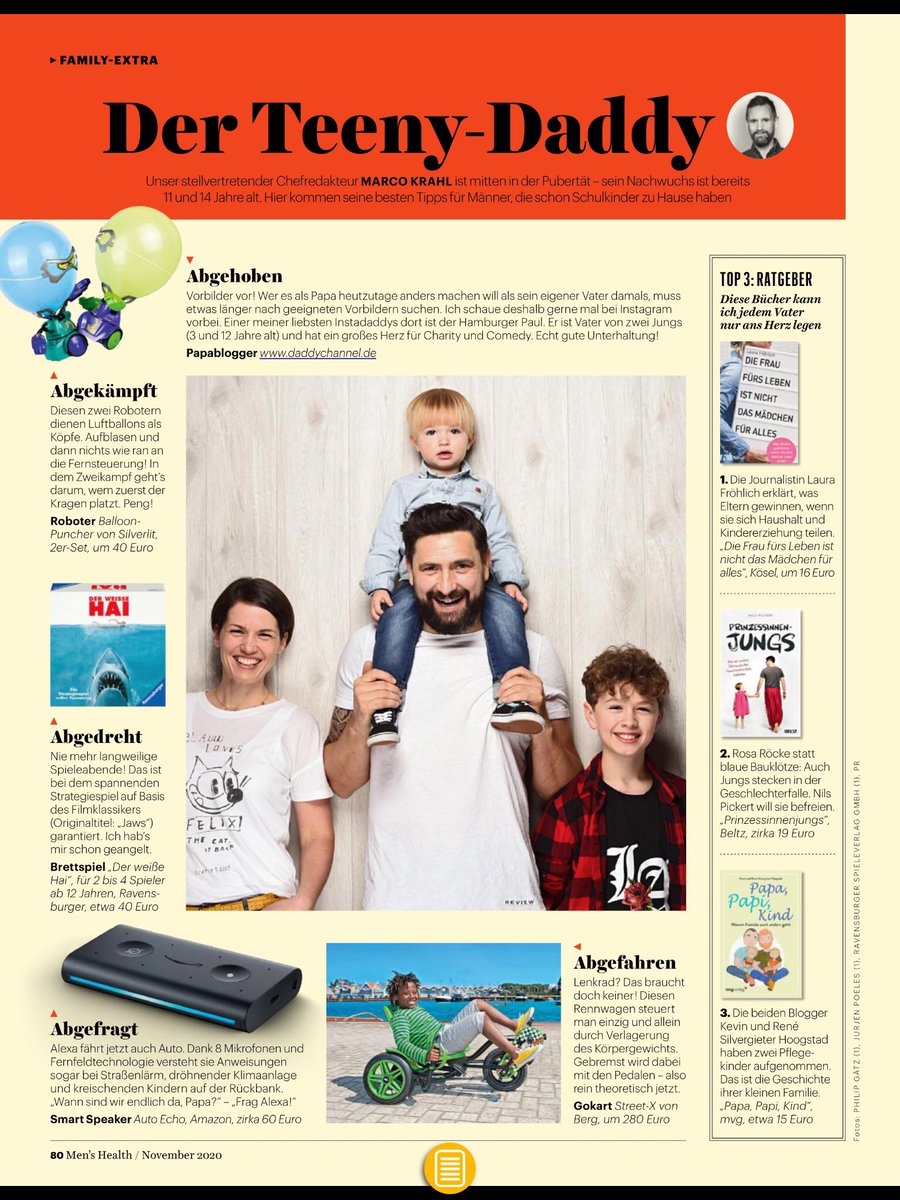 Keine Men‘s-Health-Ausgabe ohne meine Family-Favoriten, diesen Monat u.a. mit Büchern von <a href="/Laura_bloggt/">Laura Fröhlich</a> , <a href="/pickinese/">Nils Pickert</a> und <a href="/papapi/">Patrick</a> ! Kaufen und lesen! ALLES! #MensHealth