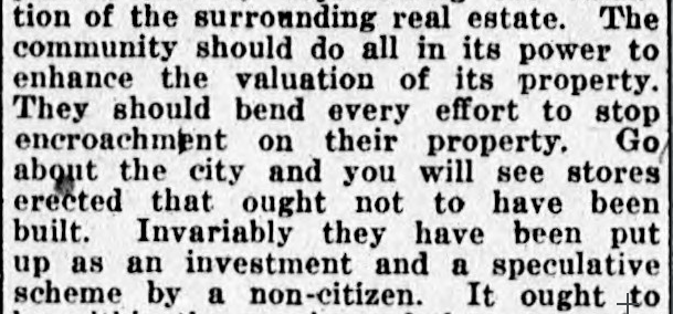 "Speculative" developers ruining our cities, 1921 edition. ("SOME LIGHT THROWN ON ZONING SYSTEM", Cambridge Chronicle, 3 December 1921)