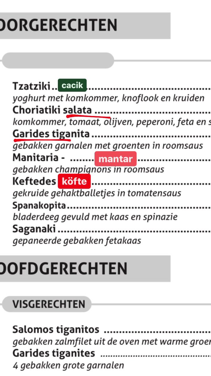 NutryDP's tweet image. Hollanda da bir Yunan restoranının menüsünün bir kısmı 🙂 #YemekDeyince