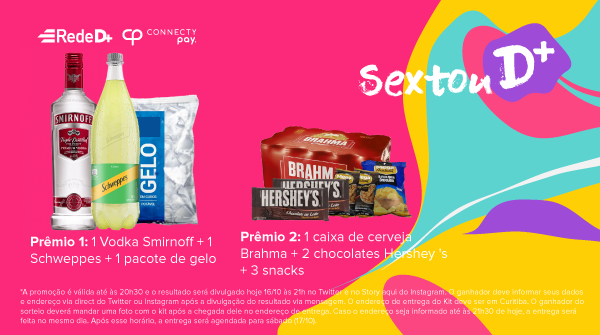 PayConnecty's tweet image. SORTEIO RELÂMPAGO DE KITS ESPECIAIS! 🎉

Siga a CP no Twitter e dê RT nesse Tweet para concorrer a 1 KIT SEXTOU D+! 

Participe até 20h30. O resultado será divulgado hoje (16/10) aqui no TT às 21h. Boa sorte! 🍀

 Válido apenas para Curitiba.