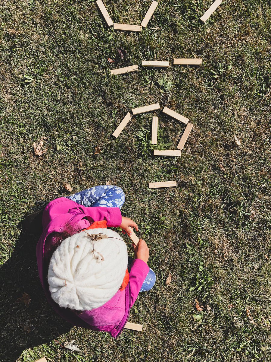 fdk122's tweet photo. We spent the whole afternoon outside in our @sttimothy3 yard on this beautiful fall day! Some of our FDK friends used wooden blocks to spell out their names! #learningthroughplay #literacyoutside https://t.co/SRr8JyaVbI