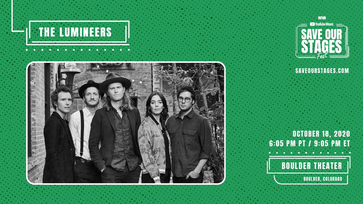 Closing out #SOSFest with a performance from @TheLumineers at Colorado's @BoulderTheater. Thank you for joining us and @nivassoc to help #SaveOurStages → https://t.co/icxoIKeDfq https://t.co/FRMSfHA9gG
