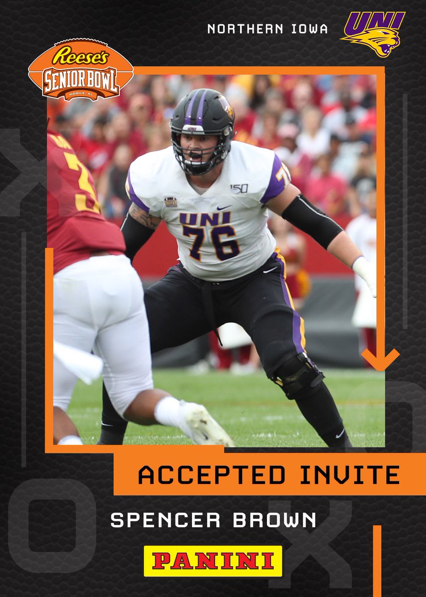 Reese's Senior Bowl (@seniorbowl) on Twitter photo It’s OFFICIAL! Please join us in welcoming the next accepted invite to the 2021 <a href="/reeses/">REESE'S</a> Senior Bowl, <a href="/TooTallo_o/">Spencer Brown</a> from <a href="/UNIFootball/">UNI Football</a> #UNIFight #TheDraftStartsInMOBILE
@JimNagy_SB <a href="/PaniniAmerica/">Panini America</a> It’s OFFICIAL! Please join us in welcoming the next accepted invite to the 2021 <a href="/reeses/">REESE'S</a> Senior Bowl, <a href="/TooTallo_o/">Spencer Brown</a> from <a href="/UNIFootball/">UNI Football</a> #UNIFight #TheDraftStartsInMOBILE
@JimNagy_SB <a href="/PaniniAmerica/">Panini America</a>